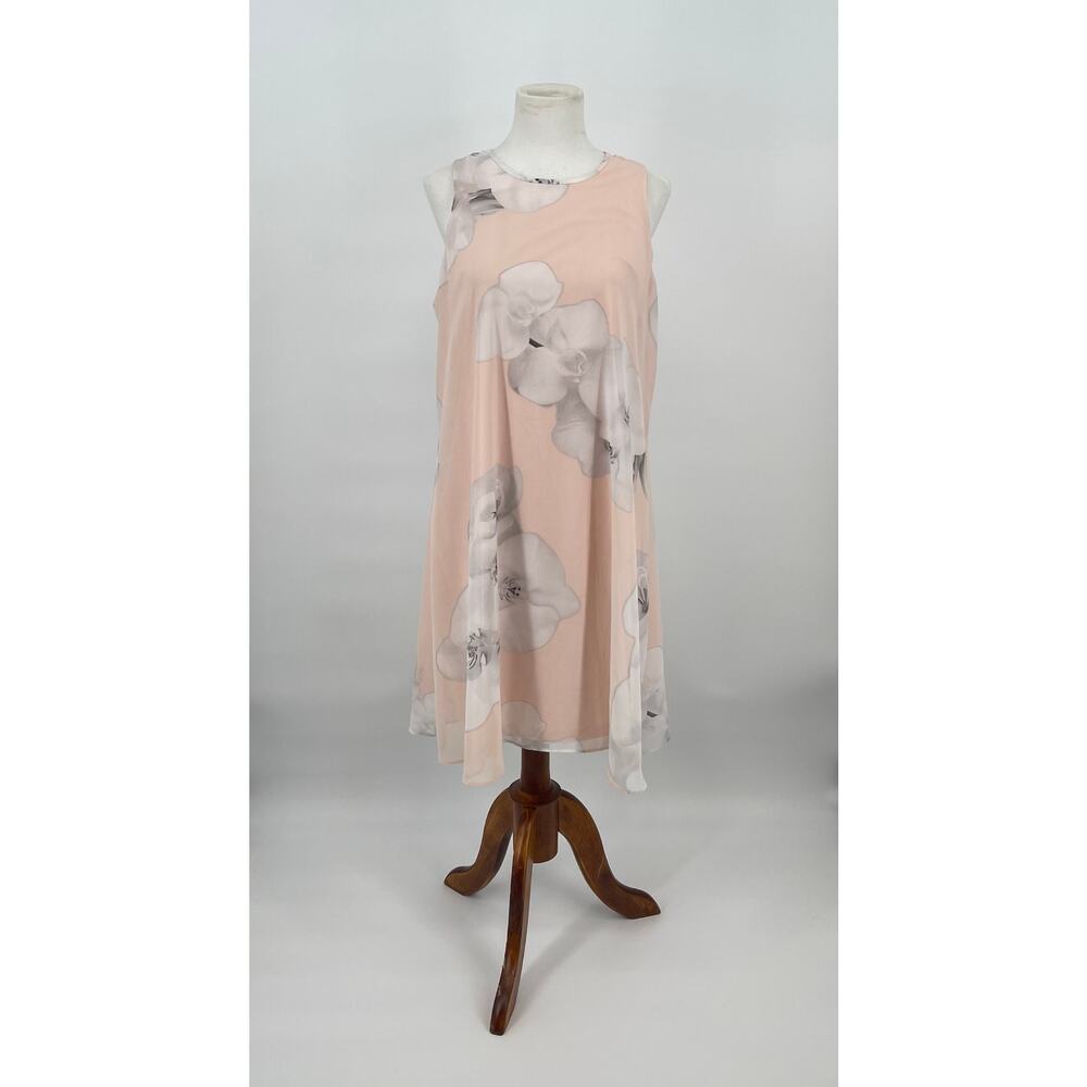 Calvin Klein Pedal Pink Floral Tank Chiffon Dress Size 6 Romantic Wedding Boho